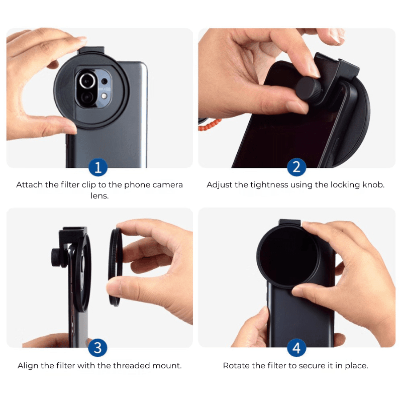 67mm Phone Filter Clip with Cold Shoe – Secure Mount for Filters - ROODTUO