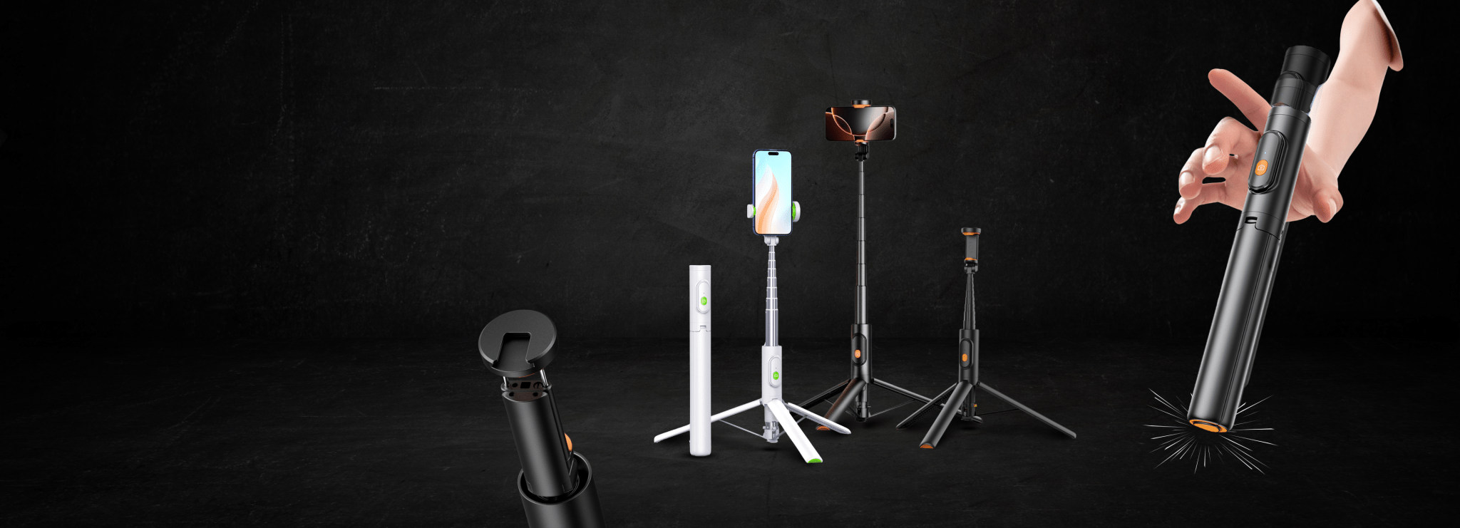 SDT POP all-in-1 Drop-to-Open Hidden Selfie Stick Tripod and Bluetooth Remote - ROODTUO