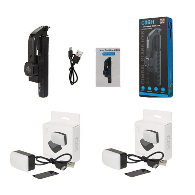 C06H Mini Handheld Single - Axis Stabilizer With Two Magnetic Fill Light - ROODTUO