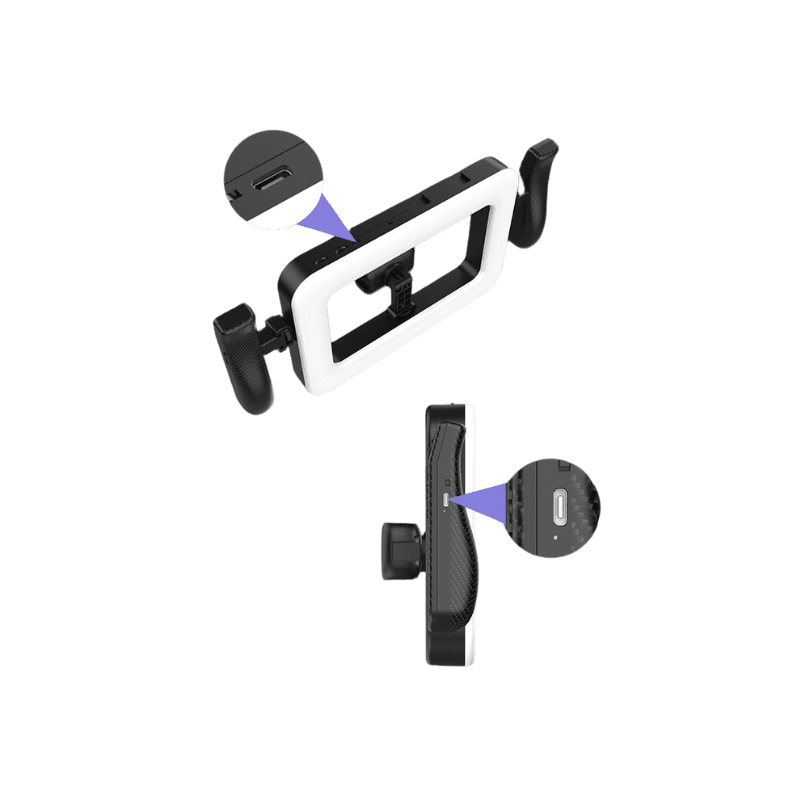 FL - K03 Square Handheld Ring Light with Dual Handles, Bluetooth Remote - ROODTUO