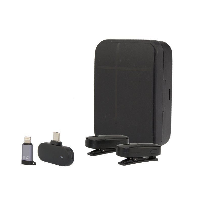 MPC - C Wireless Dual - Channel Lavalier Mic with Charging Case - For Apple & Type C, 20m Stable Connect - ROODTUO