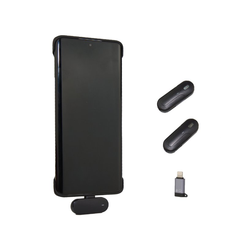 MPC - C Wireless Dual - Channel Lavalier Mic with Charging Case - For Apple & Type C, 20m Stable Connect - ROODTUO