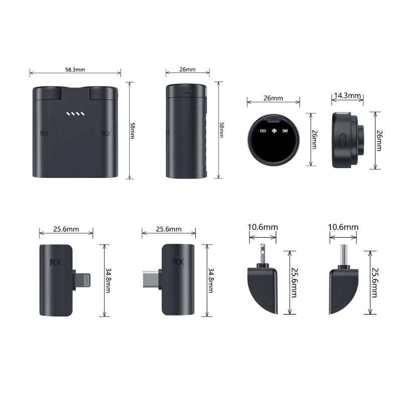 MPC - S60 Dual Wireless Magnetic Lavalier Microphone with Lightning & Type - C - ROODTUO