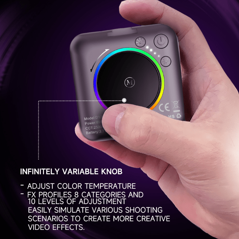 Pocket RGB Fill Light – 108 LEDs, Full - Color Portable Light - ROODTUO