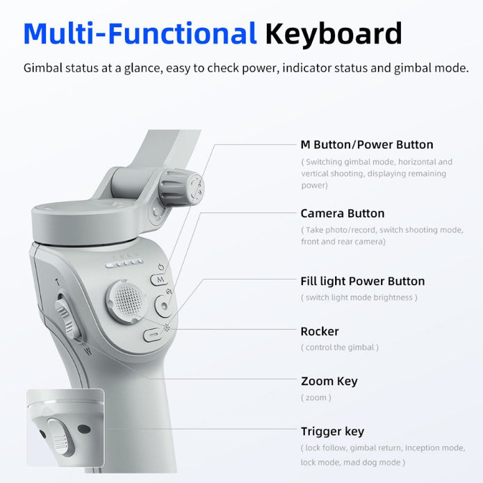 Smart - Cyclone 3 - Axis Anti - Shake Intelligent Tracking Mobile Phone Gimbal - ROODTUO
