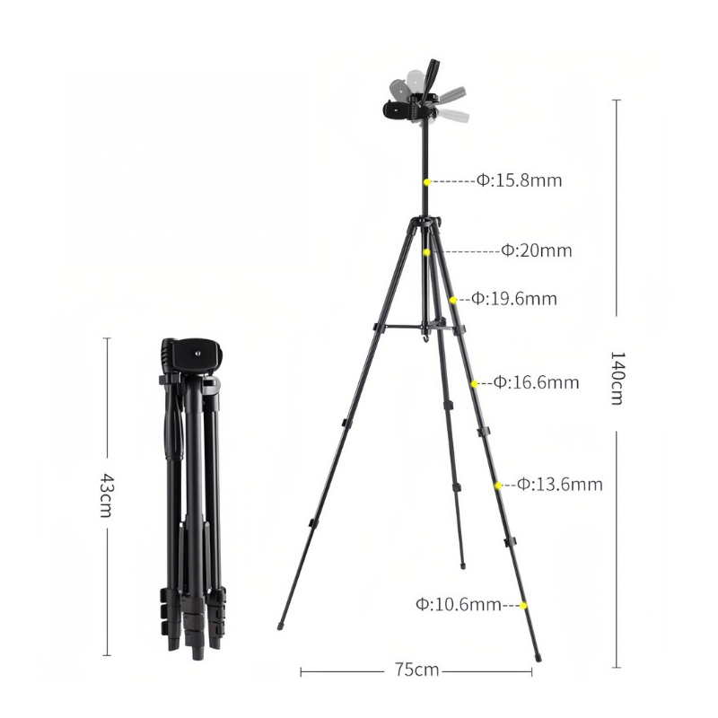 T140 Foldable and Lightweight Mobile Phone Tripod for Versatile Photography - ROODTUO