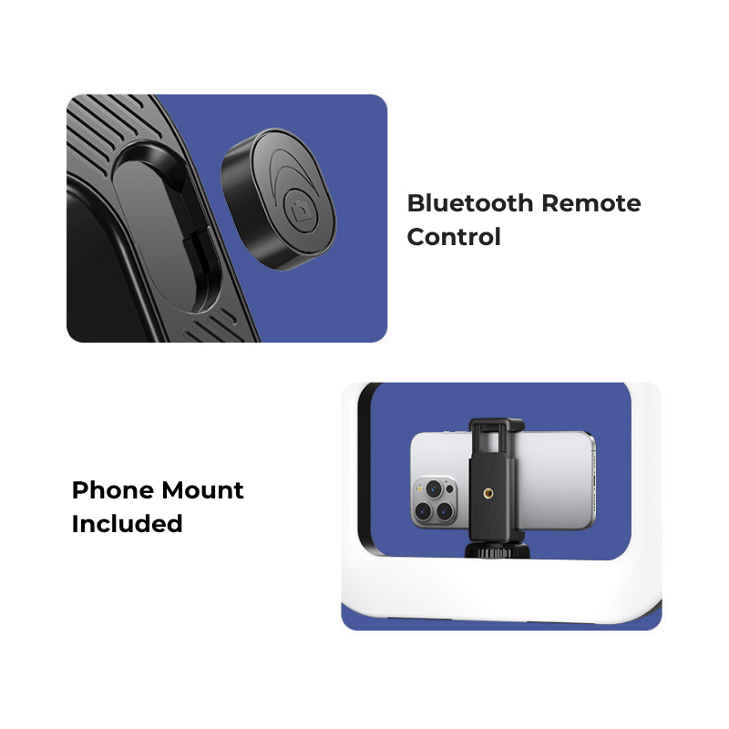 U200 RGB Handheld Square Ring Light with Stand & Bluetooth Remote - ROODTUO
