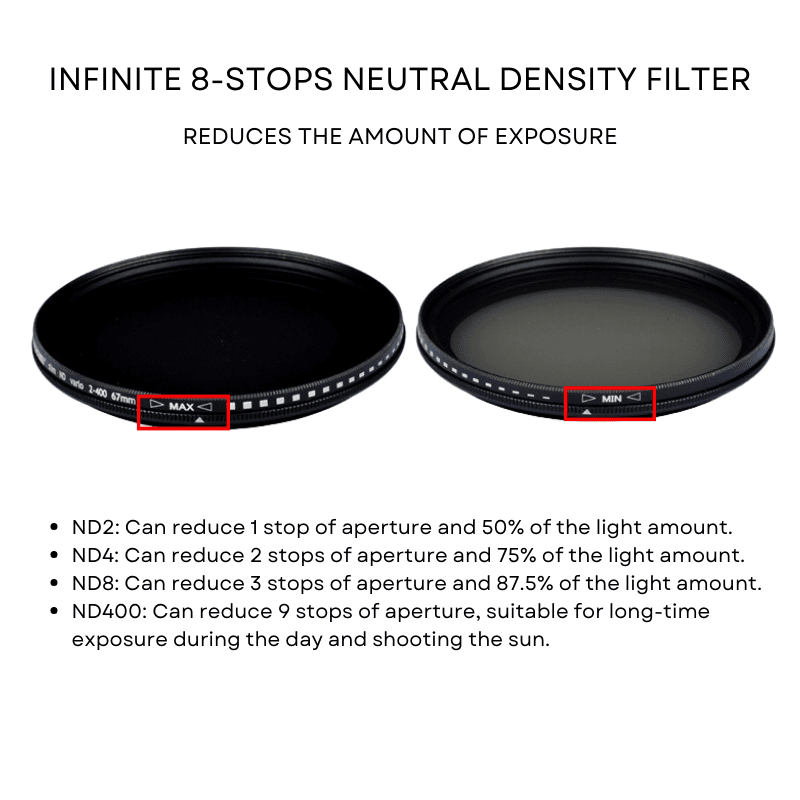 67mm Variable ND Filter ND2–ND400 for Smartphone - ROODTUO