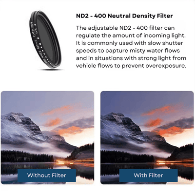 67mm Variable ND Filter ND2–ND400 for Smartphone - ROODTUO