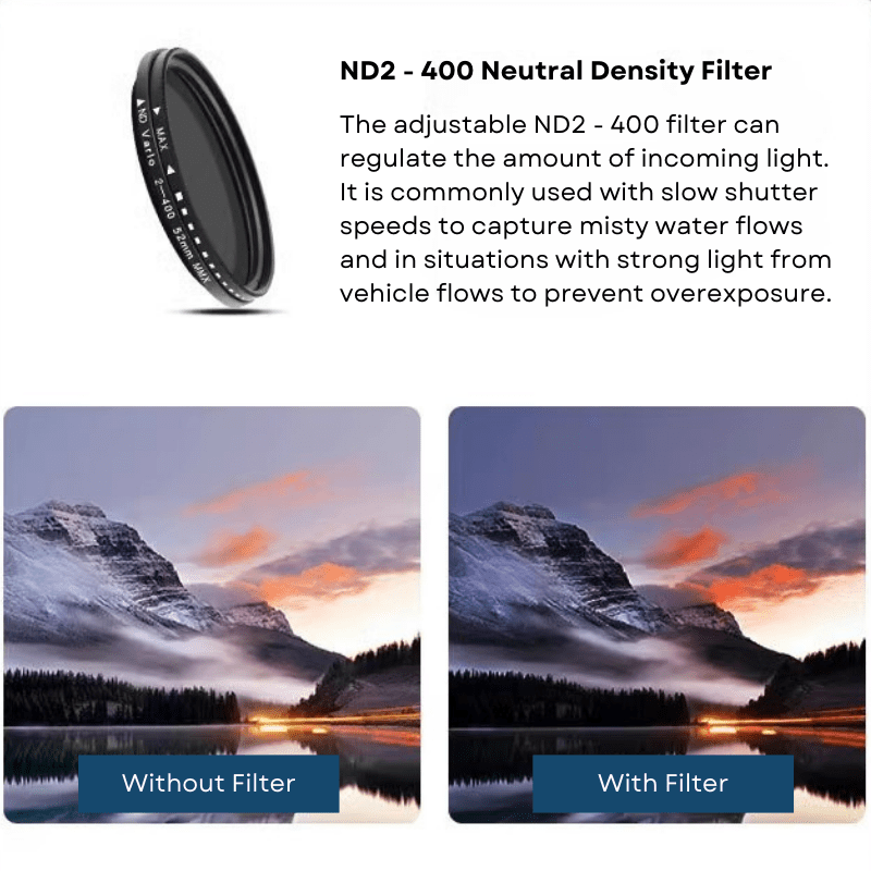 67mm Variable ND Filter ND2–ND400 for Smartphone - ROODTUO