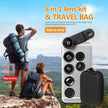 APL - 8N1 8 - in - 1 Mobile Phone External Lens Kit with Travel Bag and Buckle - ROODTUO