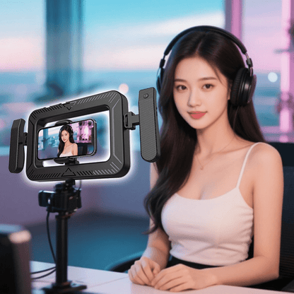 FL - K03 Square Handheld Ring Light with Dual Handles, Bluetooth Remote - ROODTUO