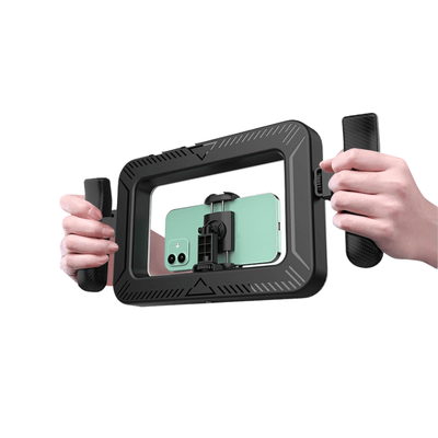 FL - K03 Square Handheld Ring Light with Dual Handles, Bluetooth Remote - ROODTUO