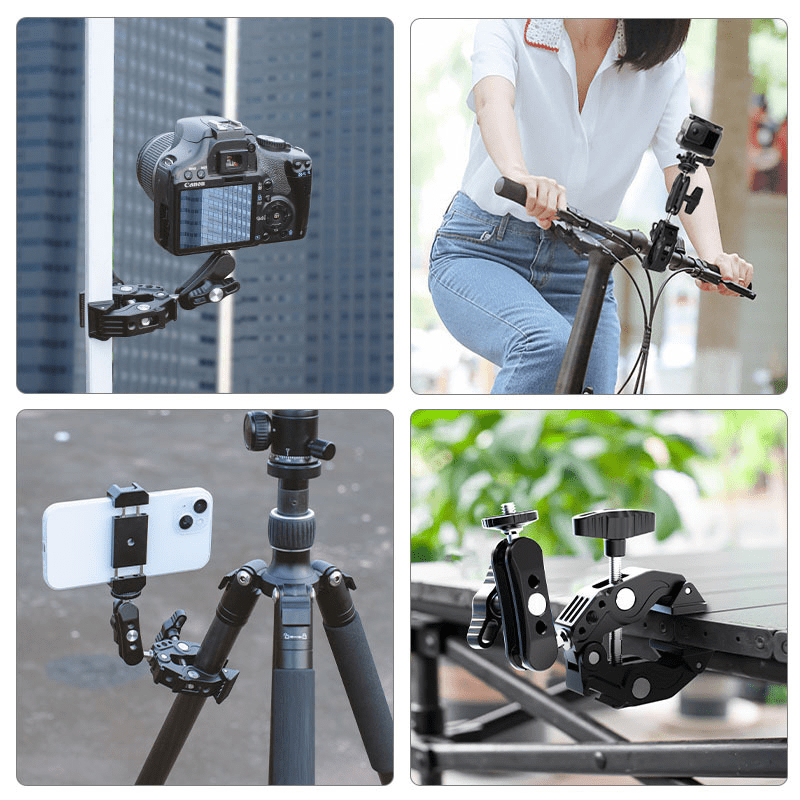 LC4-F1 Super Clamp with Dual Ball Head Magic Arm - ROODTUO