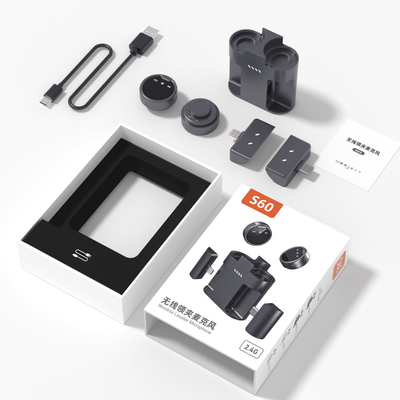 MPC - S60 Dual Wireless Magnetic Lavalier Microphone with Lightning & Type - C - ROODTUO