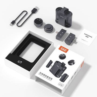 MPC - S60 Dual Wireless Magnetic Lavalier Microphone with Lightning & Type - C - ROODTUO