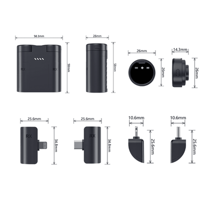 MPC - S60 Dual Wireless Magnetic Lavalier Microphone with Lightning & Type - C - ROODTUO