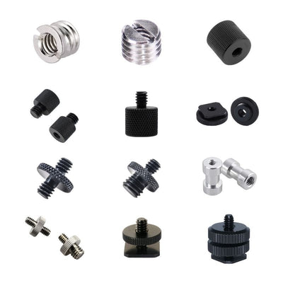 Photography Thread Adapters – 1/4" to 3/8", Male to Male, Male to Female, Female to Female, Cold Shoe & More - ROODTUO