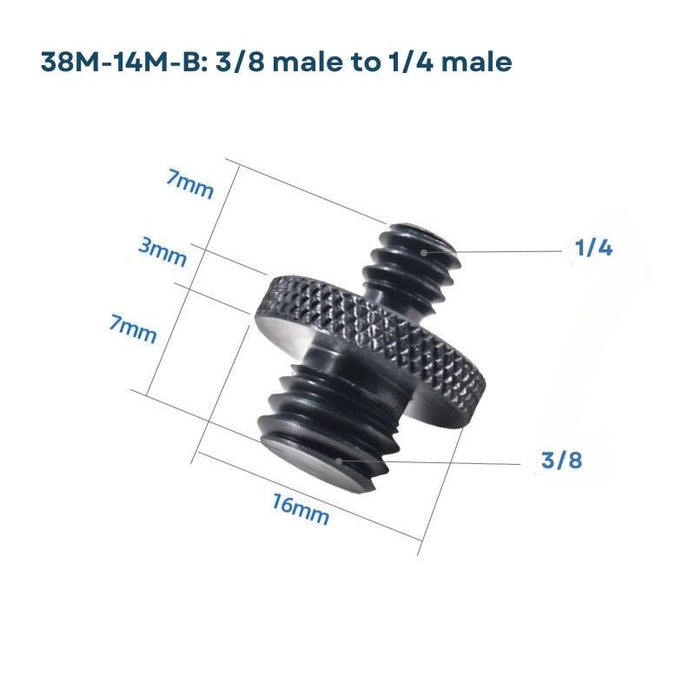 Multiple Photography Thread Adapters – 1/4" to 3/8", Male to Male, Male to Female, Female to Female, Cold Shoe & More - ROODTUO