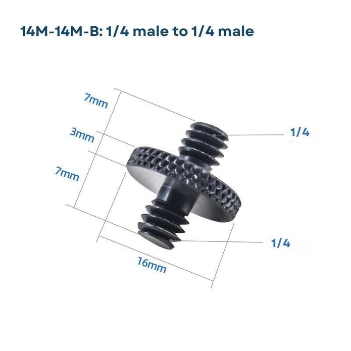 Multiple Photography Thread Adapters – 1/4" to 3/8", Male to Male, Male to Female, Female to Female, Cold Shoe & More - ROODTUO