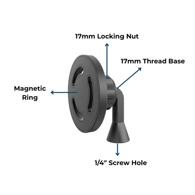 PCJ - MGS Magnetic Phone Mount with 17mm Ball Joint and 1/4" Screw Base - ROODTUO