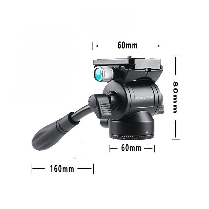 PLG1 Mini Aluminum Alloy Hydraulic Tripod Head - 3kg Load Capacity, Versatile for Cameras, Phones & Action Cameras - ROODTUO