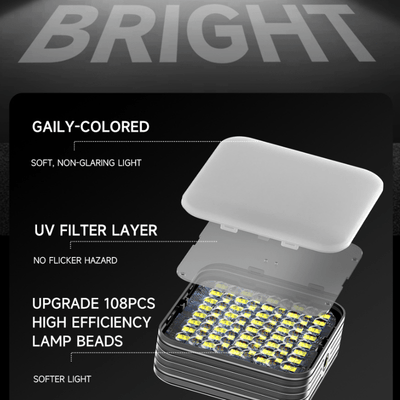 Pocket RGB Fill Light – 108 LEDs, Full - Color Portable Light - ROODTUO