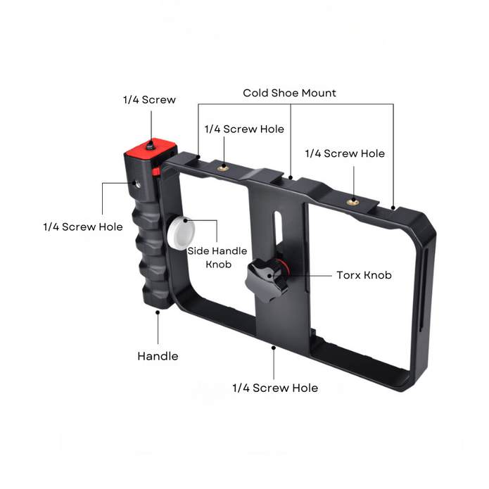 PVR - Handle Professional Mobile Phone Photography Cage Handheld Camera Bracket - Portable and Practical, Stable Shooting Magic Tool - ROODTUO