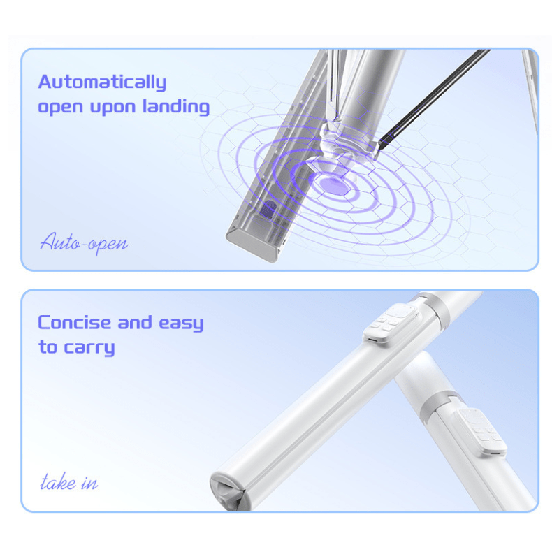 SDT POP MAX – Instantly Open and Close Selfie Stick Tripod with Magnetic Remote - ROODTUO