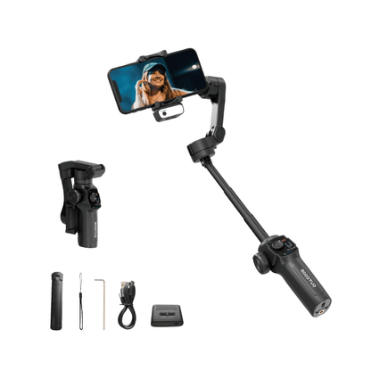 Smart Cyclone II – 3 Axis Foldable Smartphone Gimbal Stabilizer with AI Tracking - ROODTUO