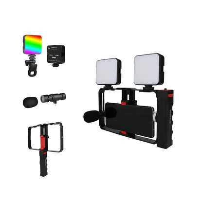 Advanced Mobile Filming Kit- Dual RGB Lights, Type-C Mic & PVR Handle