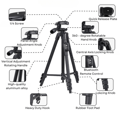 T140 Foldable and Lightweight Mobile Phone Tripod for Versatile Photography - ROODTUO