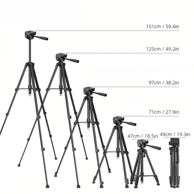 T150D Premium and Adjustable Phone Camera Tripod for Professional Photography - ROODTUO