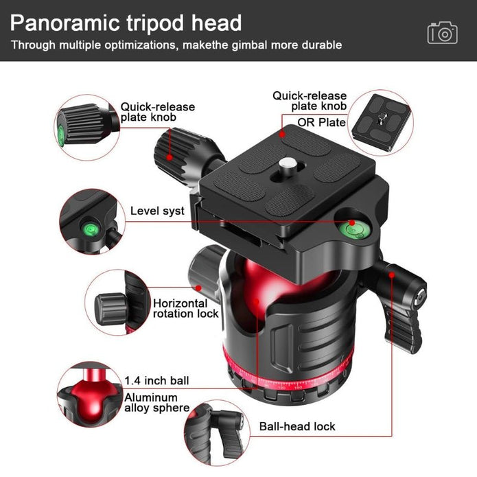 T175BM Pre - Order 2 - in - 1 Tripod & Monopod with 360° Ball Head, Lightweight Aluminum, Max Height 180cm, Supports Up to 5kg - ROODTUO