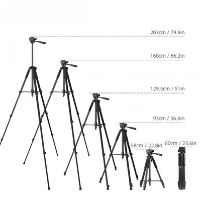 T200D Premium and Adjustable Phone Camera Tripod for Professional Photography - ROODTUO