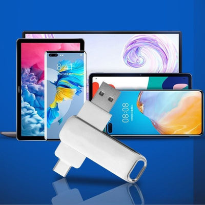 UFD - 2 128GB 360° Rotating Dual USB - A & Type - C Flash Drive - For Phones, PCs, Smart TVs, and More - ROODTUO