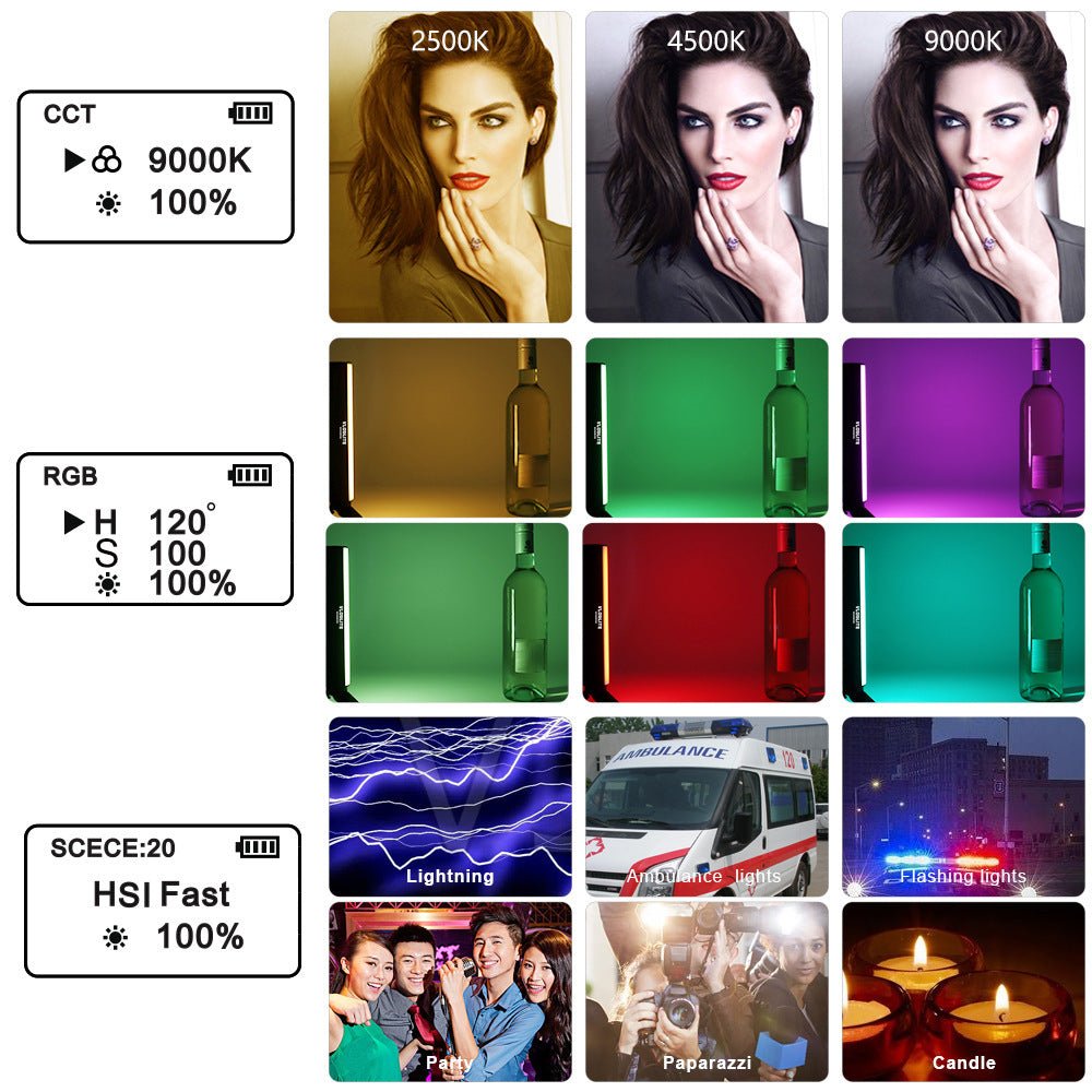 W200RGB Full - Color LED Fill Light - Versatile Professional Lighting for Creativity - ROODTUO