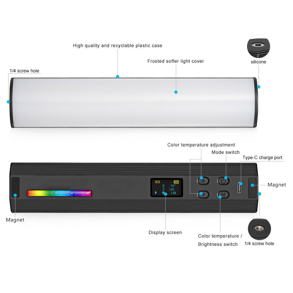 W200RGB Full - Color LED Fill Light - Versatile Professional Lighting for Creativity - ROODTUO