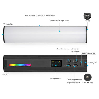 W200RGB Full - Color LED Fill Light - Versatile Professional Lighting for Creativity - ROODTUO