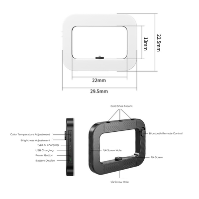 ZGRL - 02 Stepless Adjustment LED Square Ring Light with Foldable Stand and Bluetooth Remote - ROODTUO
