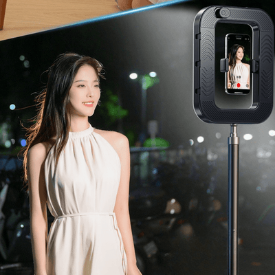 ZGRL - 02 Stepless Adjustment LED Square Ring Light with Foldable Stand and Bluetooth Remote - ROODTUO